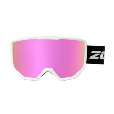 Imagem de ANSUNDA Óculos de esqui OTG, óculos de neve e snowboard esportivo para jovens adultos 100% proteção UV400 antiembaçamento (armação branca alça preta - lente dourada rosa Revo (Vlt 13%))