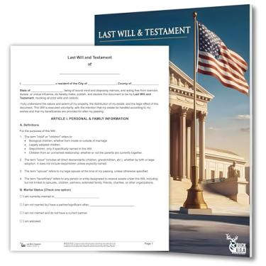 Imagem de Kit de testamento e testamento: 7 formulários personalizáveis preparados por advogados com instruções passo a passo (1 pacote)