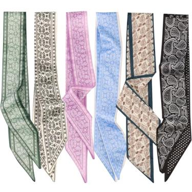 Imagem de DAZZLEBRITE Cachecóis femininos estilosos, multifuncionais, boêmios, para bolsa, cabeça, pescoço, acessórios de cabelo, A04, 35.5 Inch