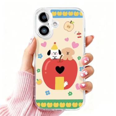 Imagem de DSJIFGEW Design de capa transparente padrão para iPhone 16 | Antiamarelamento, parte traseira rígida, proteção contra quedas de nível militar, suporta carregamento sem fio