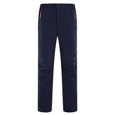 Imagem de Calças masculinas de esqui com bolso com zíper, à prova de vento à prova de água espessas calças de neve de fleece para neve masculinas acampamento snowboard térmicas duráveis softshell golfe calças de viagem