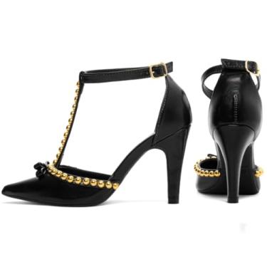 Imagem de SAPATO SCARPIN FEMININO TORRICELLA PRETO APLIQUES DE PÉROLAS DOURADO NÚMERO 36