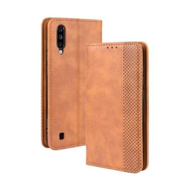 Imagem de Capa para ZTE Blade Blade A7S,Retro Flip magnético,Caso de telefone de couro PU,Design de carteira com 3 slots de cartão e 1 clipe de dinheiro -Brown
