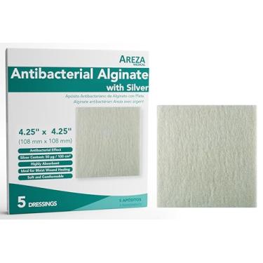 Imagem de Silver Alginate (Antibacterial Alginate with Silver) 4.25"x4.25" Sterile; 5 Wound Dressings Per Box (1) (4.25" X 4.25") (1) Areza Medical