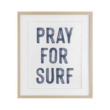 Imagem de Stupell Industries Impressão emoldurada Summer Sentiment Pray For Surf Gray Under Glass, design by Lettered and Lined, 16 x 13