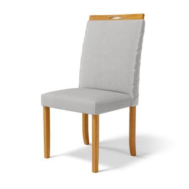 Imagem de Cadeira Agnes Madeira Maciça Estofada Para Mesa De Jantar Linho Cinza 407