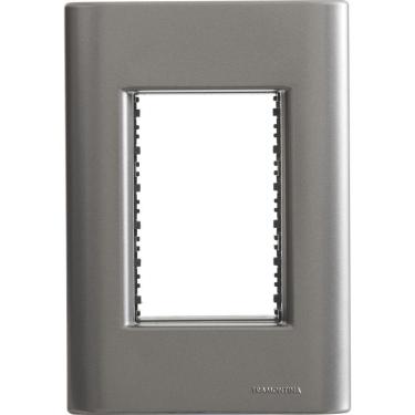 Imagem de Placa 3 Postos 4x2 Tramontina Giz Onix Metalizado Com Suporte