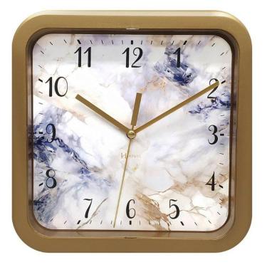 Imagem de Relógio De Parede Herweg Quadrado Dourado 23 Cm 660136 Dourado - Dourado