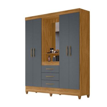 Imagem de Guarda Roupa 4 Portas Com Espelho Capri Freijó Cinza 831031