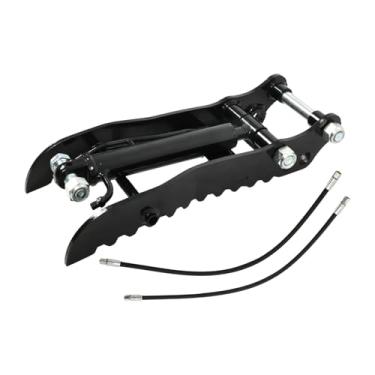 Imagem de Jecoupoon Clipe de polegar hidráulico furo único com 2 mangueiras hidráulicas compatíveis com mini escavadeiras de furo único HT-10C HT-10CS HT-10CZ HT-10D