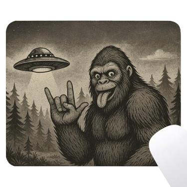 Imagem de Noaleviax Tapete de rato engraçado com pé grande - UFO Humor Presentes de trabalho Decoração de mesa de escritório para colegas de trabalho, mulheres, homens, quadrado, impermeável, base de borracha