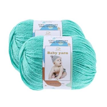 Imagem de Fio de malha para bebês – lã merino 10%, algodão 40%, nylon, 50% novelo de fio macio misturado adequado para tricô de crochê, cobertores de bebê e roupas (aproximadamente 50 g/160 jardas) [conjunto de