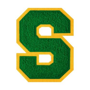 Imagem de 1 Patch de letra de chenille verde de 11,4 cm – Adesivos do alfabeto para roupas, jaquetas, mochilas, chapéus para decoração personalizada, nome personalizado e artesanato. (P)