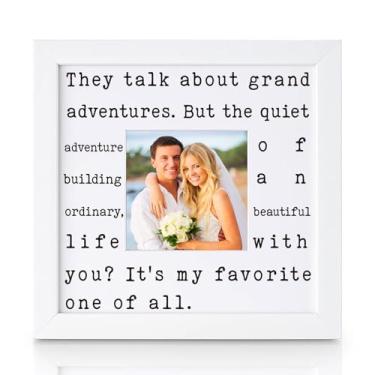 Imagem de THYGIFTREE Presente de aniversário de casamento sentimental esposa do marido moldura romântica lembrança para ela Nossa aventura juntos, presente de aniversário, dia dos namorados, presente de Natal