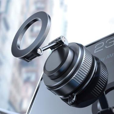 Imagem de BJSYLTEK Suporte magnético de telefone para carro - sem sucção a vácuo de resíduo, ajustável em 360°, ultraforte antiqueda, ajuste universal para iPhone 16e/15 Pro/Samsung/smartphones Android