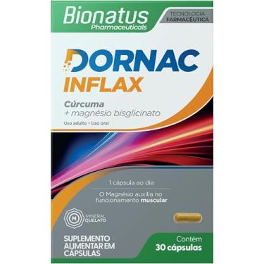 Imagem de Bionatus, Dornac Inflax, Suplemento alimentar, Magnésio 75mg, Curcumina 80mg, 30 cápsulas • 30 doses, Branco
