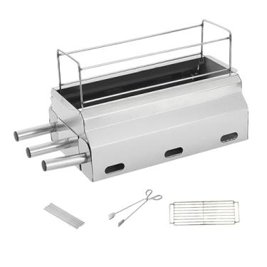 Imagem de Ioensy Churrasqueira portátil com grelha de mesa retrátil, ao vento e estável, ideal para cozinhar em pátios, festas, praia e quintais, Xl