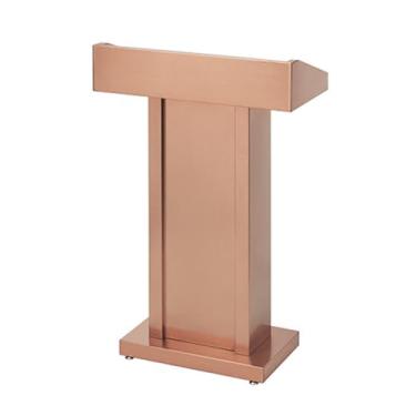 Imagem de SPXMQSS Suporte para sala de aula, suporte de púlpito de igreja com ampla superfície de leitura e prateleira de armazenamento para escritório de auditório de conferências, 70 x 34 x 107 cm, ouro rosa