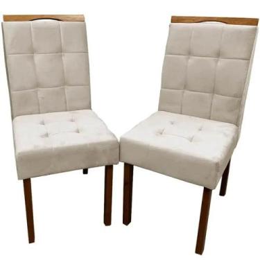 Imagem de Kit 2 Cadeiras Giulia em Linho Estofadas Boareto Cor Bege, Bege