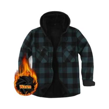 Imagem de Camisa Masculina plus Size De Manga Longa Xadrez Quente De Lã Grossa P