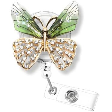 Imagem de Carretel de crachá de borboleta, clipe retrátil, suporte de crachá de identificação para trabalhador de enfermagem, estudante, médico, professor, médico, acessórios de clipe