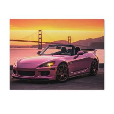 Imagem de HouLaiZhe Jdm S2000 Pôr do Sol Ponte Golden Gate Posters Tela Estética Sala Decoração de Parede Impressões Galeria Sala Decoração de Parede para Quarto Sala de Estar Escritório 18 x 24 polegadas (45 x