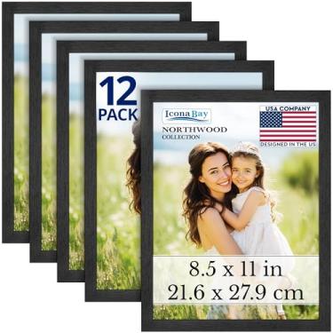 Imagem de Icona Bay - Molduras para diploma/certificado de 21 x 27 cm - bálsamo preto, pacote com 12 - Molduras modernas de madeira para documentos, graus, prêmios, fotos - Montagem em mesa/parede - Coleção