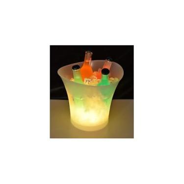 Imagem de Balde para Bebidas com LED e Caixa de Som Bluetooth, 6,5 Litros, 10 Efeitos de Luz, Branco, 30x29x30,5cm, 5W