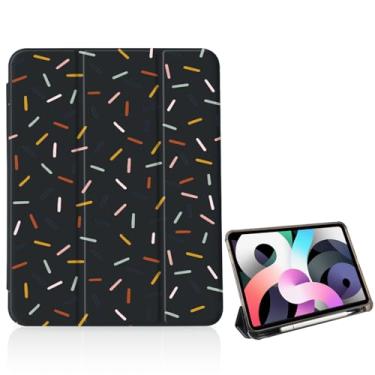 Imagem de OFQKOAKS Capa pequena geométrica colorida para iPad de 9,7 polegadas, 6ª/5ª geração (2018/2017), [porta-lápis + hibernar/despertar automático], capa protetora fina com três dobras com parte traseira