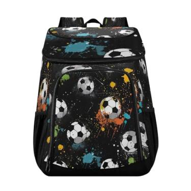 Imagem de Wassud Mochila térmica de bola de futebol, 36 latas à prova de vazamento, impermeável, bolsa térmica, acessórios de praia, viagem, acampamento, pesca, para mulheres e homens