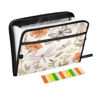 Imagem de Wassud Dragonflies Organizador de arquivos sanfonado de 13 bolsos com abas e adesivos, organizador de pastas de documentos de recibo de papel tamanho carta A4 para viagens de escritório
