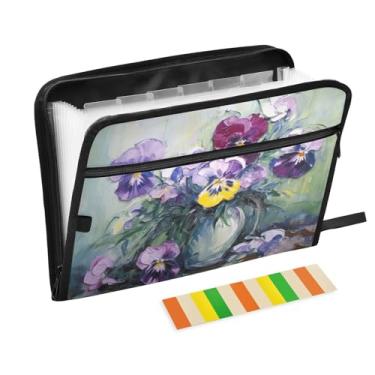 Imagem de Wassud Pasta organizadora de arquivos sanfonada em vaso branco com letras A4, pasta organizadora de documentos, pasta de arquivos expansível, 13 bolsos