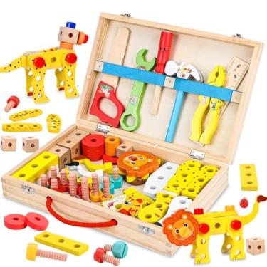 Imagem de Bancada de Ferramentas E Madeira, Ferramentas de Brinquedo, Ferramentas Madeira Construção Kits, Estilo Animal, Acessórios Completos