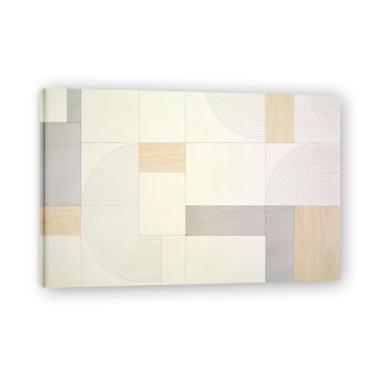 Imagem de Arte em tela minimalista círculo simples: Serenidade tons neutros grande área em branco para decoração de espaço calmo 80 x 120 cm emoldurado