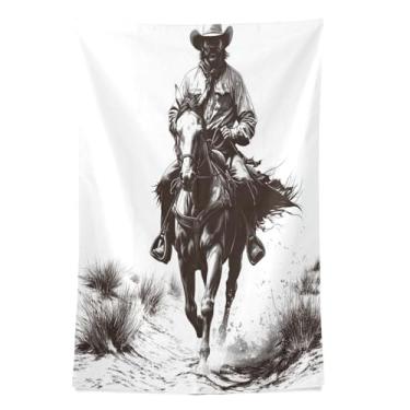 Imagem de STAYTOP Tapeçaria de cowboy montando a cavalo tapeçarias para decoração de casa decoração de dormitório sala de estar quarto tapete de parede (80 × 60 pol)