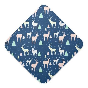 Imagem de Burbuja Toalha de banho de bebê de cervo de árvore de inverno - Toalha com capuz de musselina macia e absorvente para recém-nascidos e bebês, 76 x 76 cm
