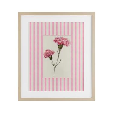 Imagem de Stupell Industries Impressão emoldurada de bétula de cravo listrada rosa sob vidro, design de Lisa Wehmeyer, 40 x 33
