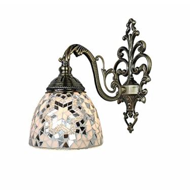 Imagem de Luminária de parede marroquina mediterrânea, aplique de parede turco com mosaico, luminária de cabeceira boêmia para sala de estar, quarto, corredor, varanda, café ou bar.