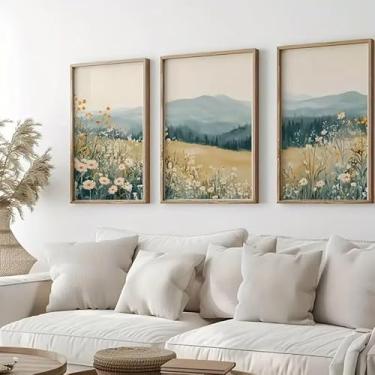 Imagem de Buquê de gramado de paisagem natural de 3 peças, presente de arte de parede de 20 x 30 cm para casa moderna, escritório, sala de estar, decoração de quarto, pôster de tela sem moldura, presente de
