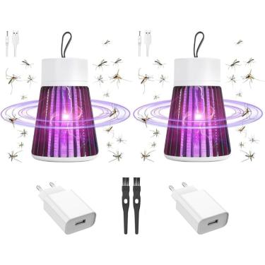 Imagem de Kit com 2 Luminárias Abajur Mata Mosquito Repelente Elétrico, Armadilha Luz Ultravioleta Choque, Lâmpada Inseticida LED UV USB