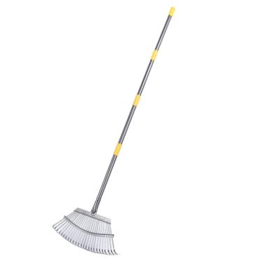 Imagem de aqxreight Ancinho de Jardim Ancinho de Folhas Largas para Arbusto Com 25 Dentes de Palha Com Alça Ajustável para Colher Folhas Recortes de Grama Lixo Maior Agulhas Ideal 25 Jardim