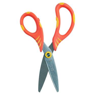 Imagem de Tesoura Escolar 14,5cm Ergonômica Ponta Redonda Comfy Tris Laranja