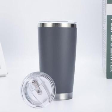 Imagem de CWPJUNDGP Caneca de carro de aço inoxidável de 590 ml, caneca de carro de camada dupla, isolamento térmico, isolamento térmico, copo mestre de gelo, grande capacidade