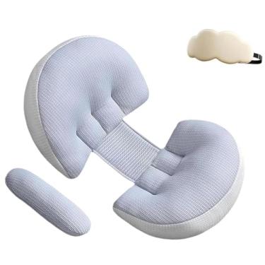 Imagem de Almofada de gravidez, com cunha de barriga ajustável, material seguro para costas, barriga, pernas, apoio de barriga (azul)