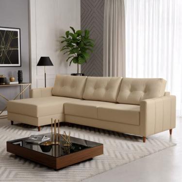 Imagem de Sofá Living 260cm Chaise Lado Esquerdo Eros Bege