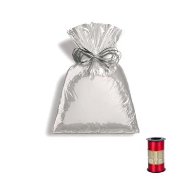 Imagem de Kit Saco Metalizado 75x120 10 Unidades + Fita Cetim Rolo 4mm x 100 Metros