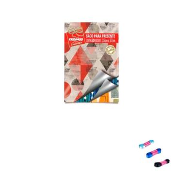 Imagem de Kit Sacos Metalizados 30x44cm 50 Unidades Com Fita Cetim 15mm x 10 Metros