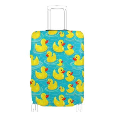 Imagem de Joisal Capa protetora de bagagem gráfica fofa proteção fofa patos amarelos piscina azul acessórios de viagem, P, serve para capa de 45 a 50 cm, Patos amarelos fofos azul piscina, L 26-28 in, Capa de
