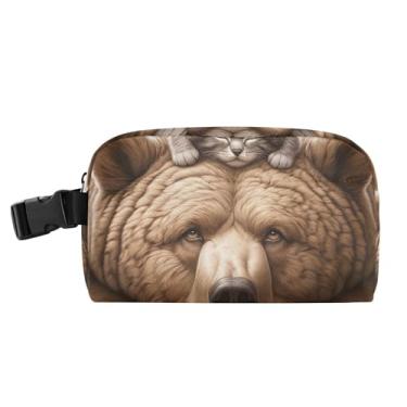 Imagem de TSENQUE Lancheira personalizada urso marrom fofo gatinho gato para crianças meninas lancheira isolada portátil pequena feminina lancheira para trabalho animal floral bolsa térmica para escola