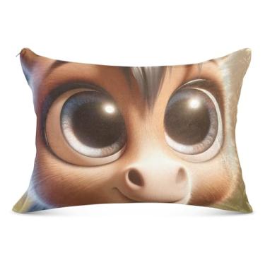 Imagem de Capa de travesseiro de flanela grande de cavalo de desenho animado de burro decorativo longo padrão Queen King travesseiros bonitos para cama macia, tamanho do corpo, 53 cm x 137 cm